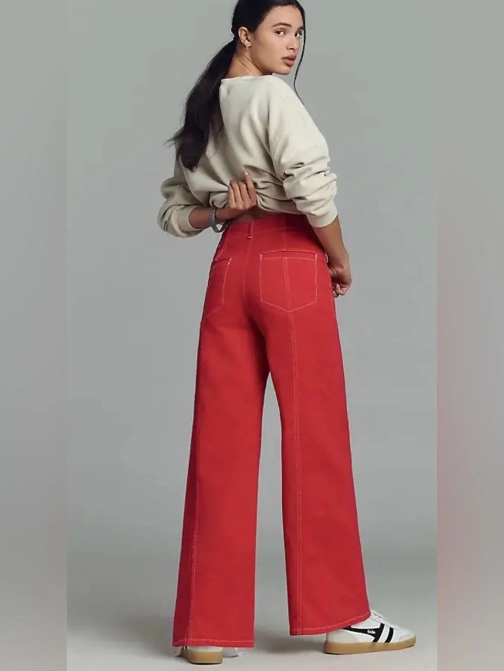 NWT MAEVE The Delaney Clean-Seamed High-Rise Wide-Leg Jeans Rose size 31 - Picture 2 of 11